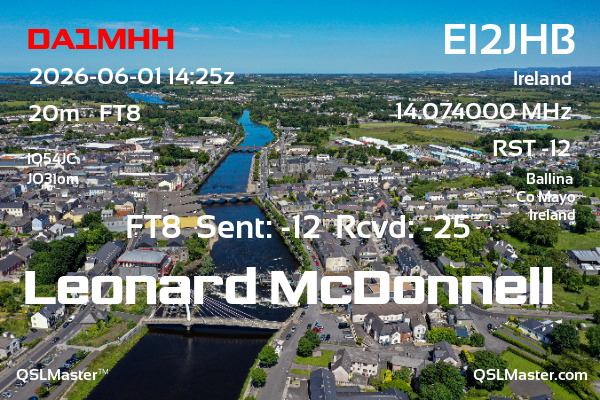 QSL Master Card for EI2JHB QSO with DA1MHH