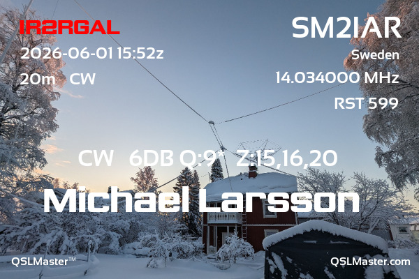 QSL Master Card for SM2IAR QSO with IR2RGAL