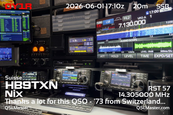 QSL Master Card for HB9TXN QSO with OY1R