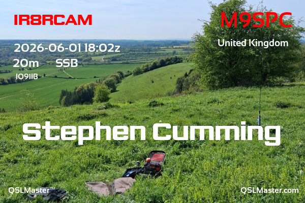 QSL Master Card for M9SPC QSO with IR8RCAM