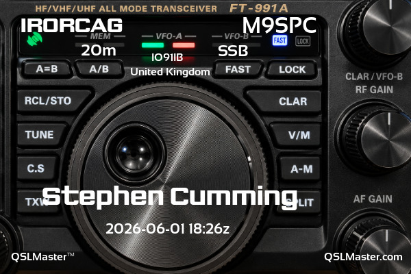QSL Master Card for M9SPC QSO with IR0RCAG