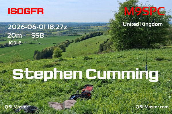 QSL Master Card for M9SPC QSO with IS0GFR