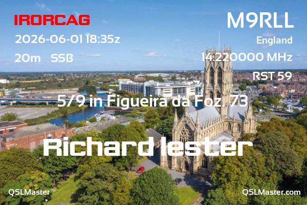 QSL Master Card for M9RLL QSO with IR0RCAG