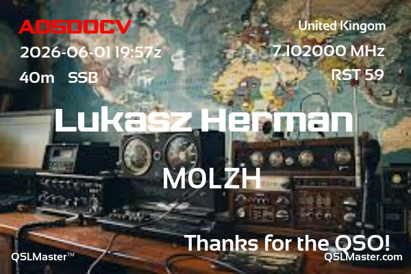 QSL Master Card for M0LZH QSO with AO500CV