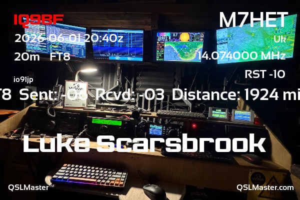 QSL Master Card for M7HET QSO with IQ9BF