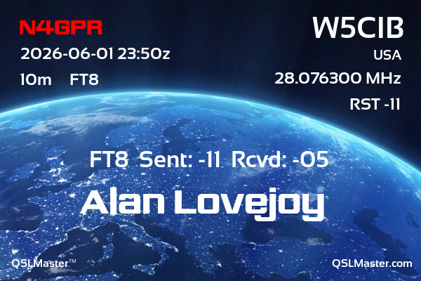 QSL Master Card for W5CIB QSO with N4GPR