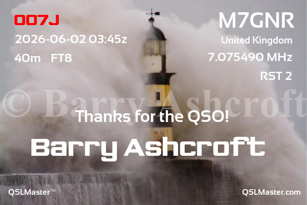 QSL Master Card for M7GNR QSO with OO7J