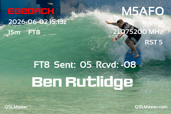 QSL Master Card for M5AFO QSO with EG20RCH