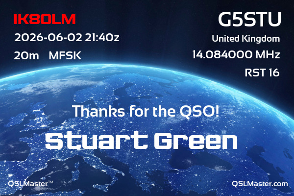 QSL Master Card for G5STU QSO with IK8OLM