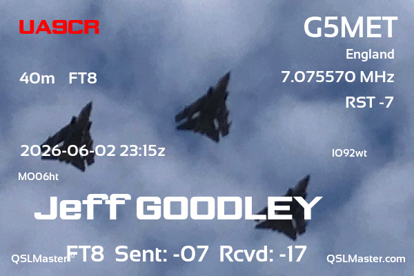 QSL Master Card for G5MET QSO with UA9CR
