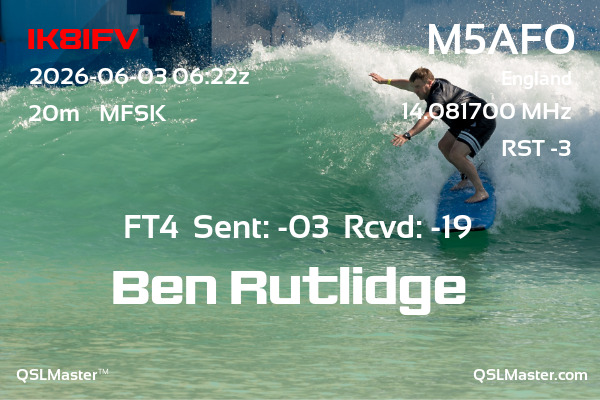 QSL Master Card for M5AFO QSO with IK8IFV