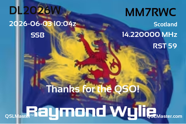 QSL Master Card for MM7RWC QSO with DL2026W