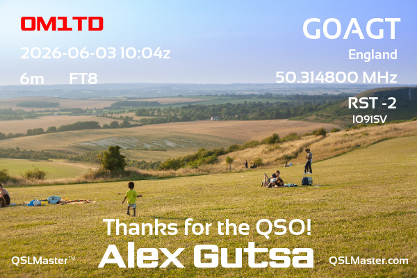 QSL Master Card for G0AGT QSO with OM1TD