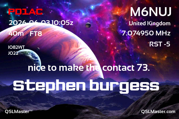 QSL Master Card for M6NUJ QSO with PD1AC