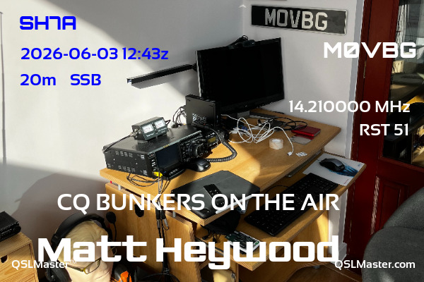 QSL Master Card for M0VBG QSO with SH7A