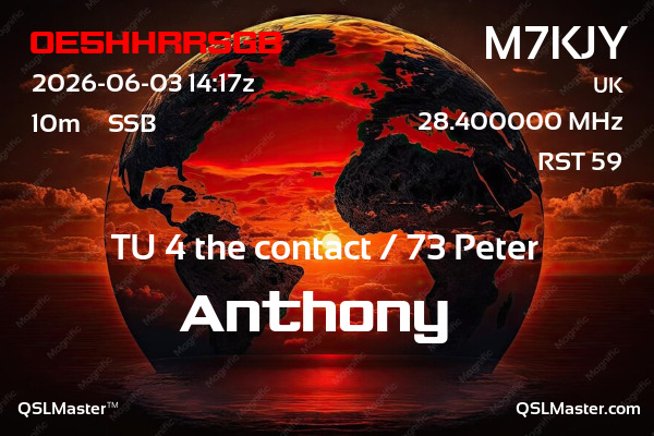 QSL Master Card for M7KJY QSO with OE5HHRRSGB