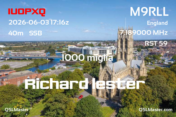 QSL Master Card for M9RLL QSO with IU0PXQ