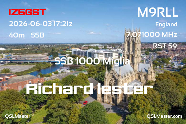 QSL Master Card for M9RLL QSO with IZ5GST