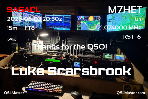 QSL Master Card for M7HET QSO with SA5ACL