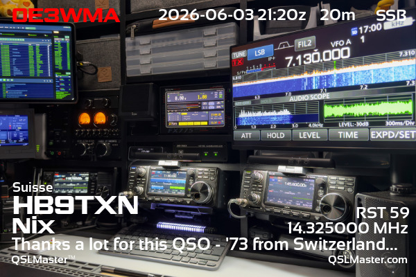 QSL Master Card for HB9TXN QSO with OE3WMA