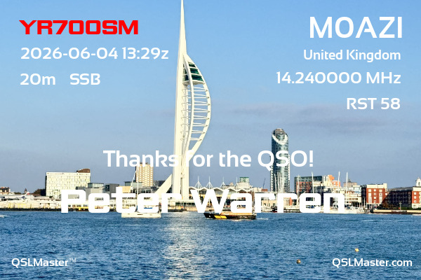 QSL Master Card for M0AZI QSO with YR700SM