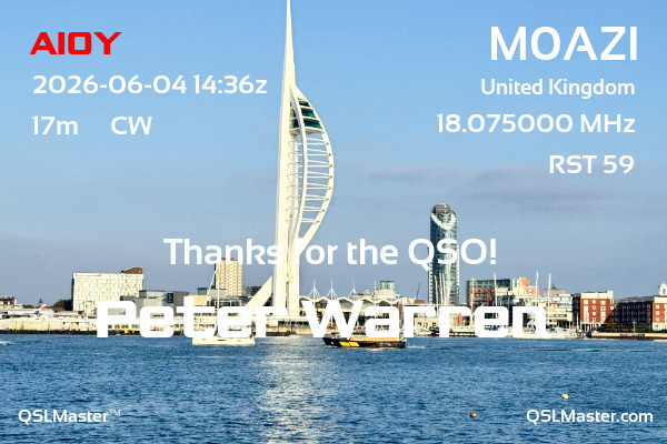QSL Master Card for M0AZI QSO with AI0Y