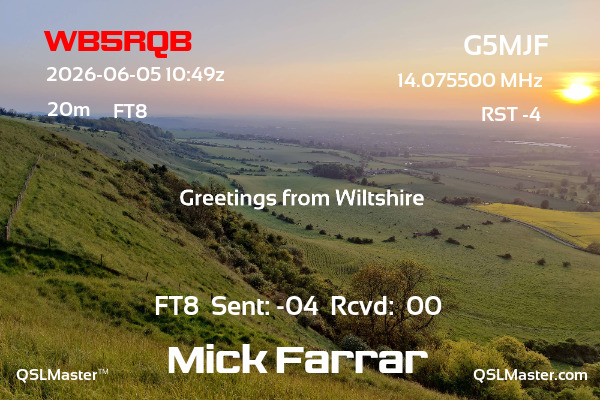 QSL Master Card for G5MJF QSO with WB5RQB