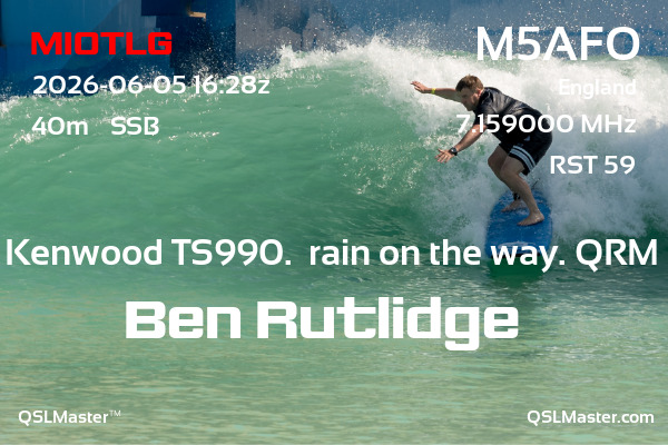 QSL Master Card for M5AFO QSO with MI0TLG