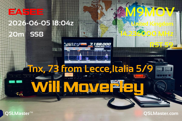 QSL Master Card for M9MOV QSO with EA5EE
