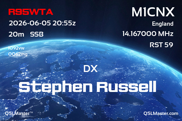 QSL Master Card for M1CNX QSO with R95WTA